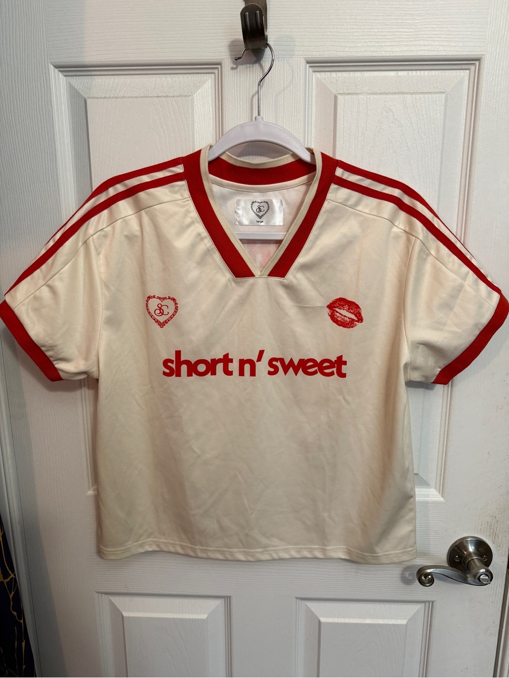 Sabrina Carpenter Short n' Sweet Cream & Red Concert Tour Jersey